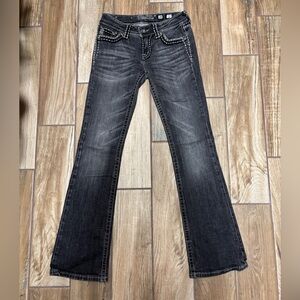 Miss Me Black Boot Cut Jeans with White Accents